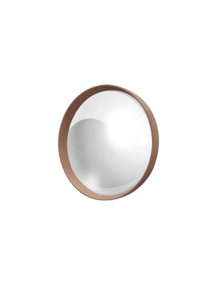 Oak Frame With Round Convex Mirror