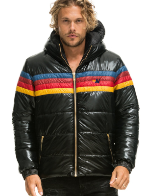 Men's 4 Stripe Luxe Trekker Jacket - Glossy Black