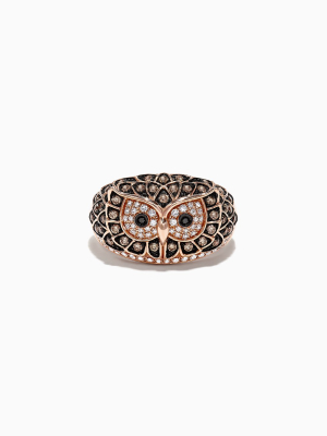 Effy Safari 14k Rose Gold Diamond Owl Ring, 0.72 Tcw