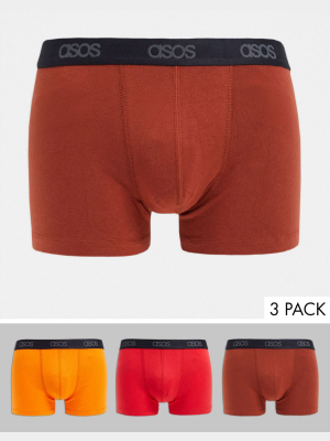 Asos Design 3 Pack Trunkswith Branded Waistband Save