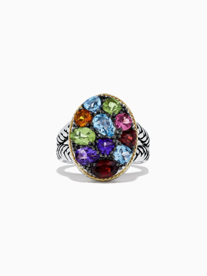 Effy 925 Sterling Silver And 18k Gold Accents Multi Gemstone Ring, 3.62 Tcw