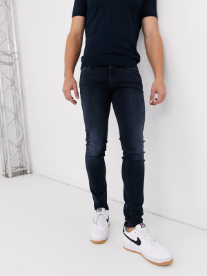 Jack & Jones Intelligence Liam Skinny Fit Stretch Jeans In Blue Black