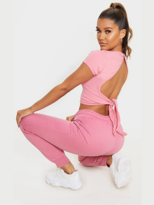 Dusty Pink Open Back Rib Crop Top