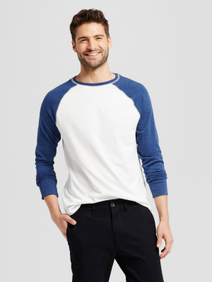 Men's Standard Fit Long Sleeve Raglan Color Block Crew T-shirt - Goodfellow & Co™