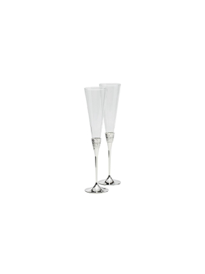 With Love Silver Toasting Flutes, Pair