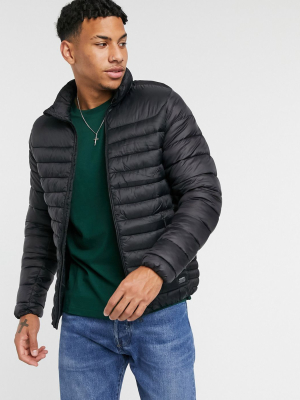 Pull&bear Light Padding Jacket In Black