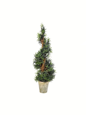 Vickerman Artificial Potted Green Rosemary Spiral Tree.