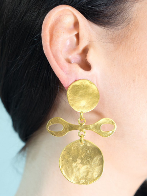 Satin Gold Tribal Clip Earrings