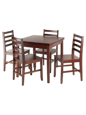 5 Piece Pulman Set Extension Table With Ladder Back Chairs Wood/walnut- Winsome