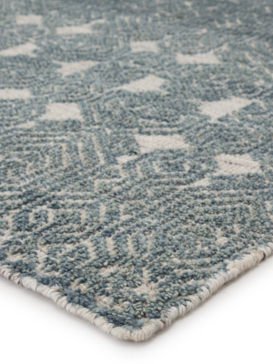 Abelle Hand-knotted Medallion Teal & Light Gray Rug