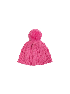 Collins Cable Knit Hat - Hamptons Hot Pink