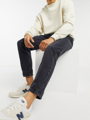 Pull&bear Tapered Fit Jeans In Dark Blue