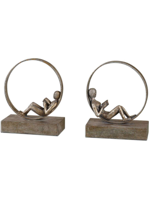 Lounging Reader Bookends, Set Of 2