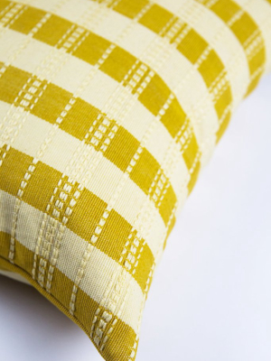Santiago Grid Pillow - Butter - 18"x18"