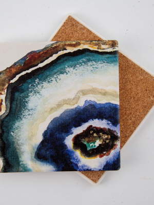 4pk Ceramic Blue Agate Print Coasters - Thirstystone