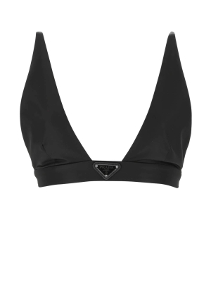 Prada Re-nylon Logo Plaque Bra Top