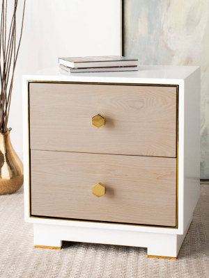 Koa 2 Drawer Side Table White/gold - Safavieh