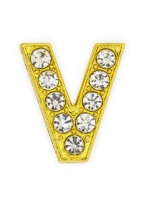 Pave Letter "v" - Gold Charm