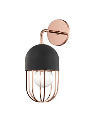 Haley 1 Light Wall Sconce - Polished Copper/black