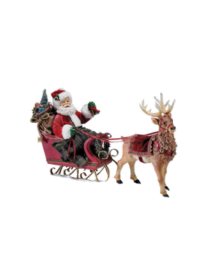 Kurt Adler 10" Santa In Sleigh With Deer