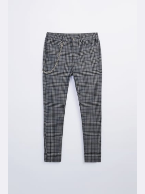 Plaid Pants With Chain