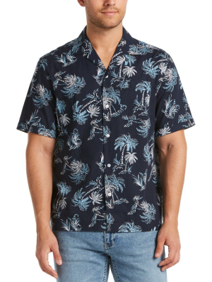 Palm Tree Print  Camp Collar Shirt