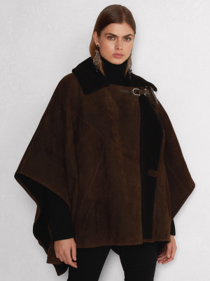 Darian Suede-shearling Cape Coat