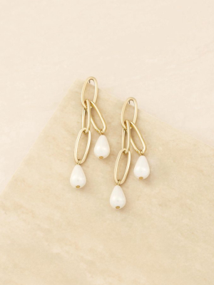 Pearl Chain 18k Gold Plated Earrings