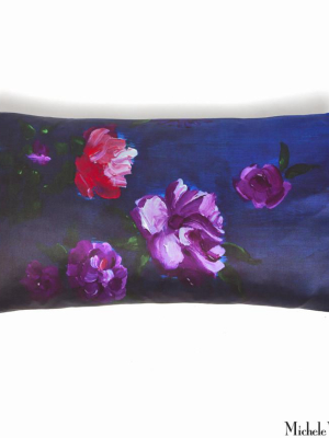 Silk Print Pillow Inky Floral 12x22