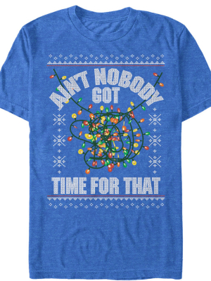 Men's Lost Gods Christmas Lights Nobody Got Time T-shirt