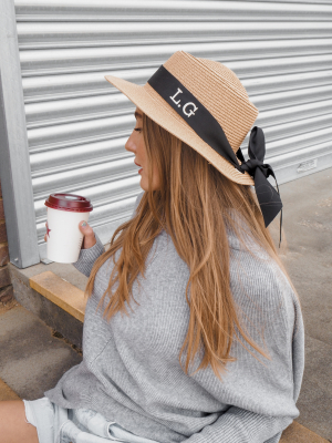 Mykonos Personalised Black Ribbon Panama Hat