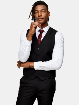 Black Skinny Fit Suit Vest