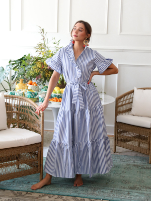 Victoria Dress In Blue Stripe