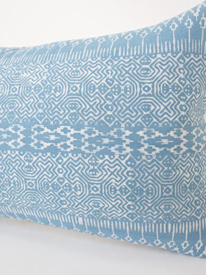 Batik Lumbar Pillow - Baby Blue - 14x22