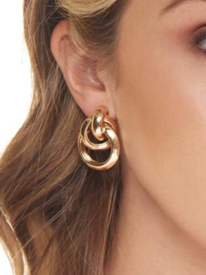 Polished Gold Interlock Love Knot Pierced Earring