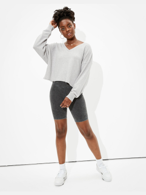 Ae Fleece Cropped V-neck Sweatshirt