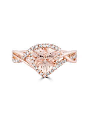 Effy Blush 14k Rose Gold Morganite And Diamond Ring, 1.56 Tcw