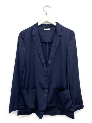 Silk Blazer In Navy