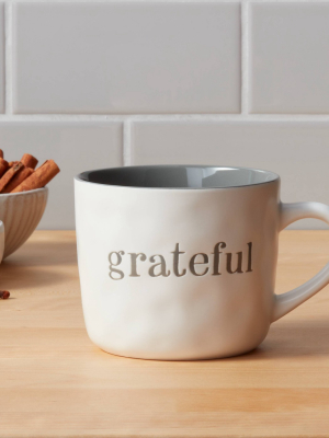 16oz Stoneware Grateful Christmas Mug White - Threshold™