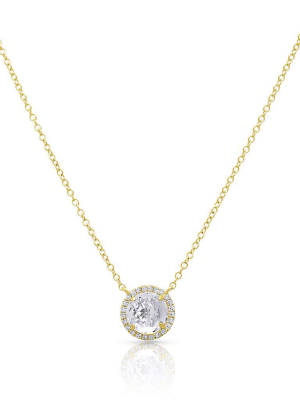 14kt Yellow Gold Diamond Round White Topaz Joy Necklace