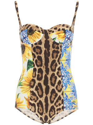 Dolce & Gabbana Patchwork-print Swimsuit