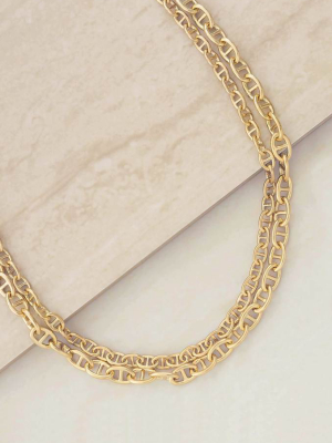 Modern Chains Layered 18k Gold Plated Necklace Set