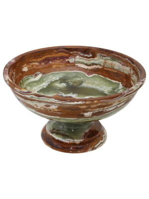 Carpo Collection Whirl Green 12" Onyx Pedestal Bowl