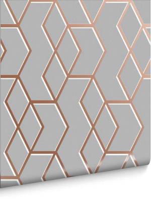 Archetype Wallpaper In Grey And Rose Gold From The Exclusives Collection By Graham & Brown