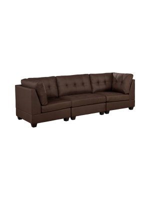 Huxon Tufted Sofa Brown - Iohomes