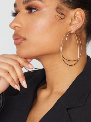 Gold Oversized Heart Circular Hoop Earrings