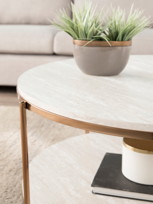 Sula Round Faux Stone Cocktail Table - Aiden Lane