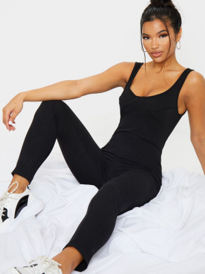 Black Soft Binding Detail Sleeveless Jumpsuit