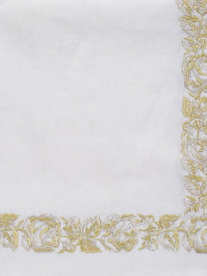 Nomi K Gold Floral Thick Embroidered Border Napkin - Set Of 4