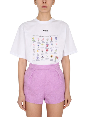 Msgm Floral Print T-shirt